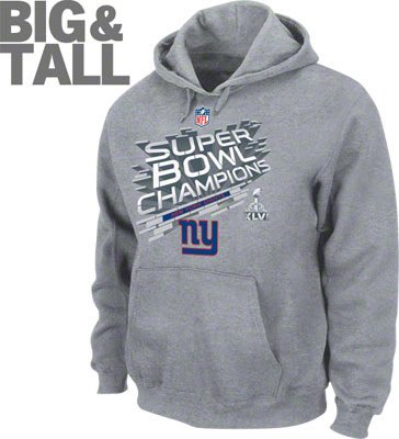 Big and Tall Giants Super Bowl Sweatshirt Hoodie, Apparel