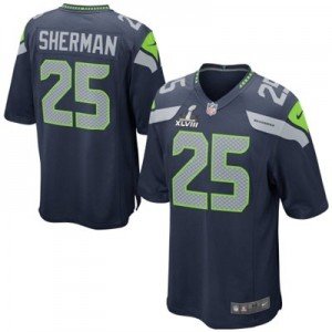 richard sherman seahawks superbowl jersey, seahawks 2014 superbowl jersey, richard sherman blue super bowl jersey